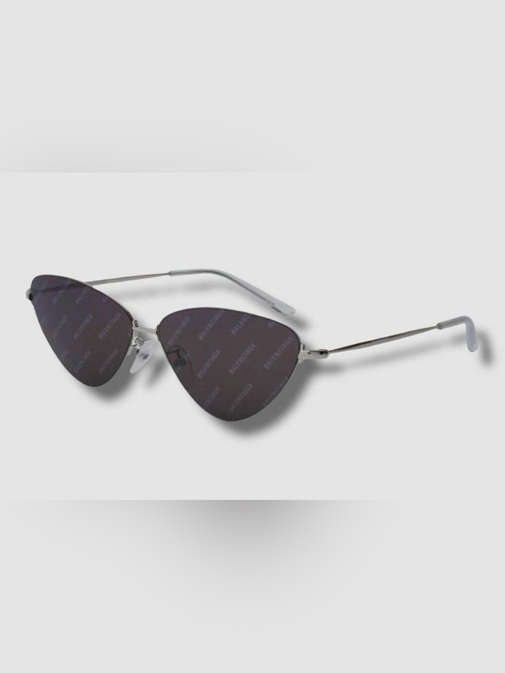 Balenciaga Clear Black Rimless Cat-Eye Sunglasses